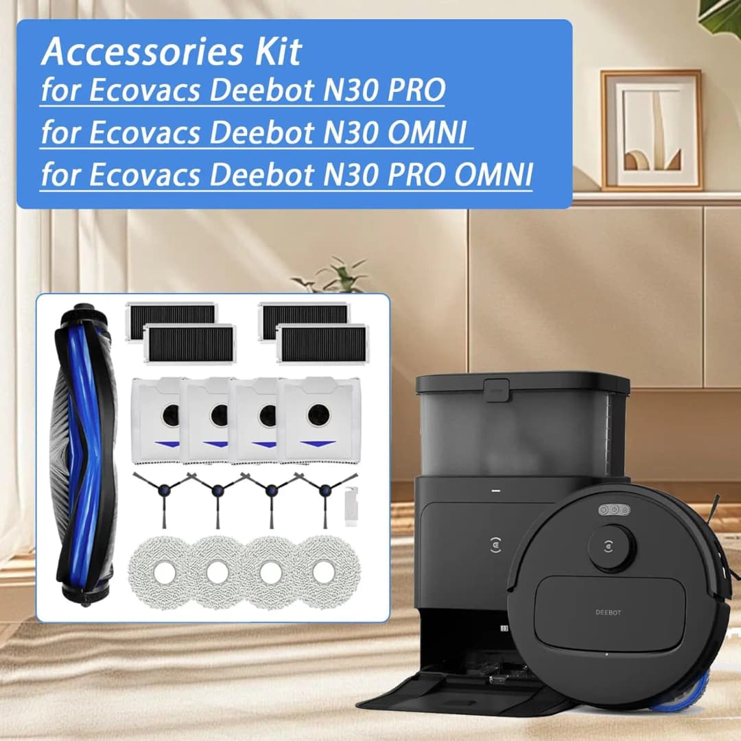 Ecovacs Debot N30 Omni / N30 Pro Omni Robot Vacuum Replacement Part Accessory Main Side Brush Hepa Filter Mop Dust Bag - 6