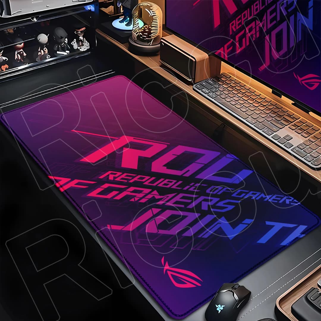 حصيرة طاولة كبيرة مقاس 1200x600 مم لألعاب الكمبيوتر، حصيرة ماوس Asus Rog لشخصيات الأنمي، إكسسوارات لوحة مفاتيح كمبيوتر الألعاب، مقاومة للانزلاق - 3