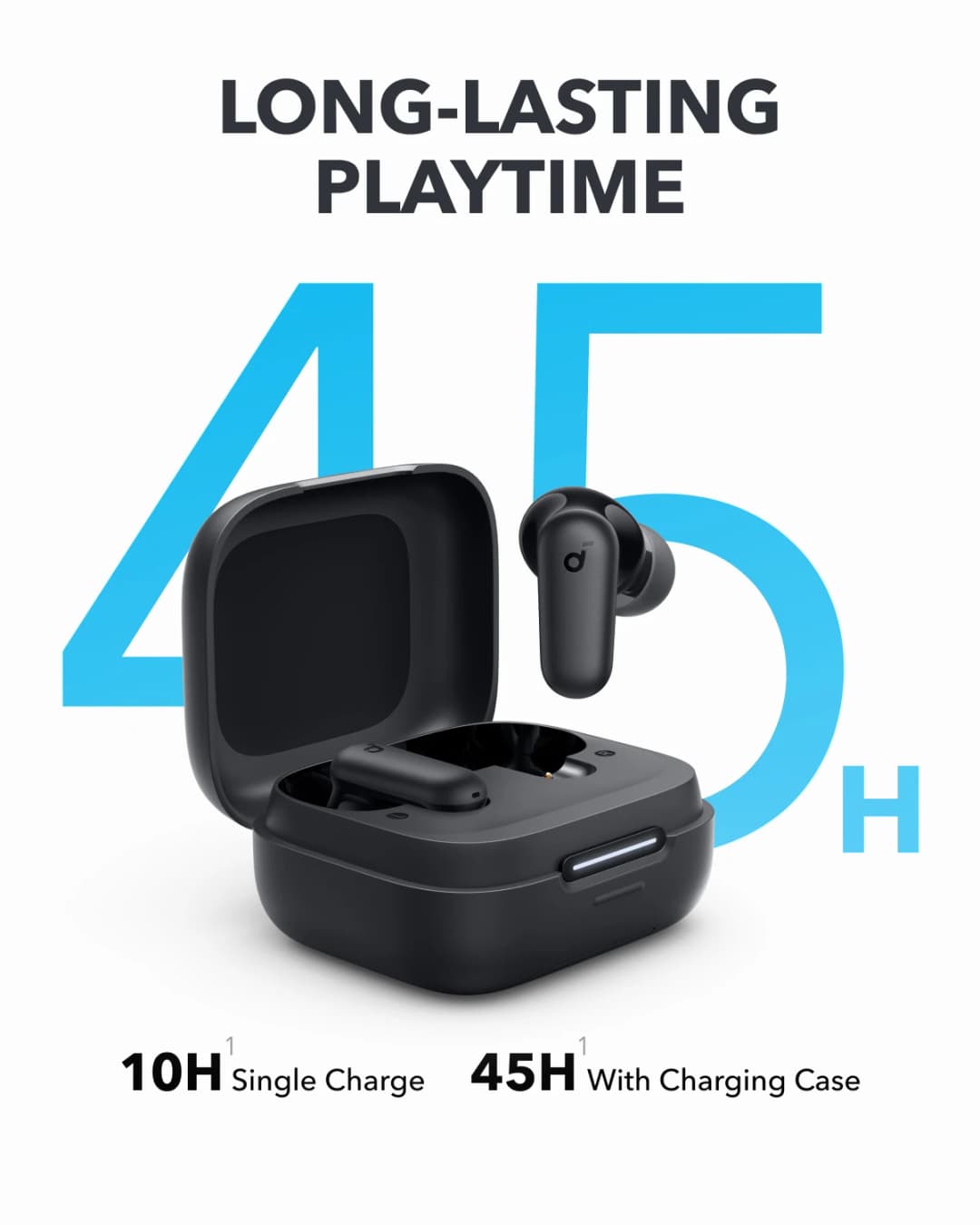سماعات Soundcore P30i من أنكر، إلغاء ضوضاء قوي وذكي، صوت جهير قوي، وقت تشغيل 45 ساعة، بلوتوث 5.4 - 5