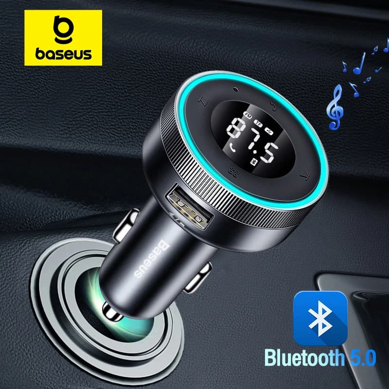 محول FM من Baseus محول بلوتوث لاسلكي للسيارة 5.0 شاحن USB سريع مشغل راديو Mp3 موسيقى عدة سيارة بدون استخدام اليدين