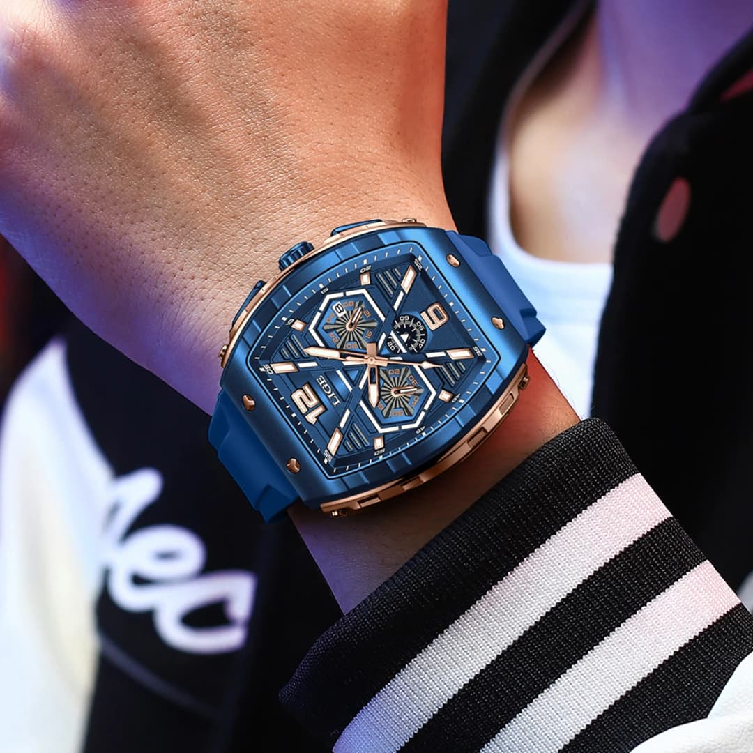 LIGE New Strong Luminous Watch For Men Fashion Military Square Watch Men Sport Chronograph Waterproof Watches Reloj Hombre+BOX - 5