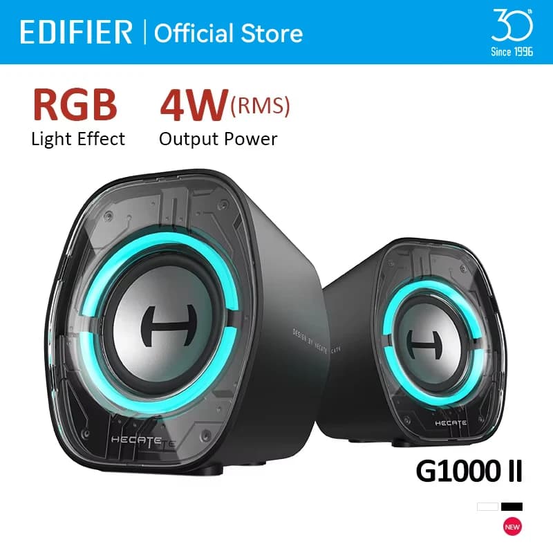 سماعات كمبيوتر Edifier Hecate G1000 II، بلوتوث 5.4، مدخلات USB-C و USB-A و 3.5mm، إضاءة RGB، 4W RMS