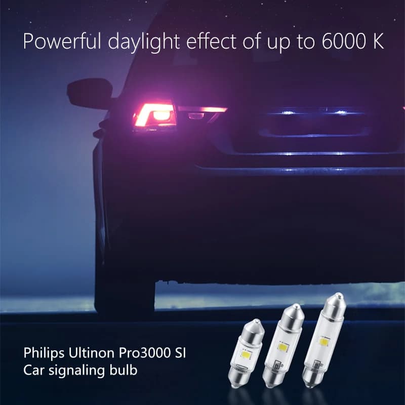مصابيح جانبية للسيارة Philips Ultinon Pro3000 C5W LED، 38mm و30mm و43mm، إضاءة داخلية بيضاء باردة 6000K، مصباح قراءة، قطعة واحدة - 4