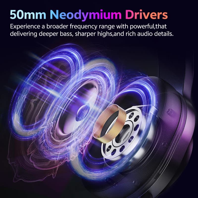 سماعات رأس QCY Heroad V200 للألعاب اللاسلكية بلوتوث 6.0 فوق الأذن 50 ملم مشغل 20 مللي ثانية تأخير منخفض RGB 240 ساعة - 4