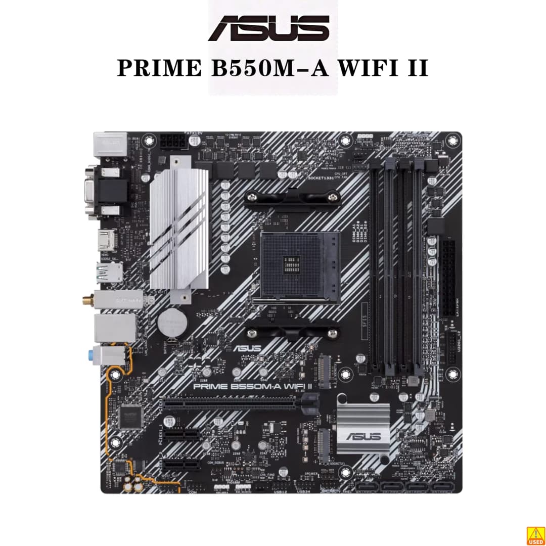 أسوس PRIME B550M-A WIFI II لوحة أم بمقبس AM4، معالج DDR4 بتردد 4866 (O.C)، مجموعة شرائح B550، لوحة رئيسية