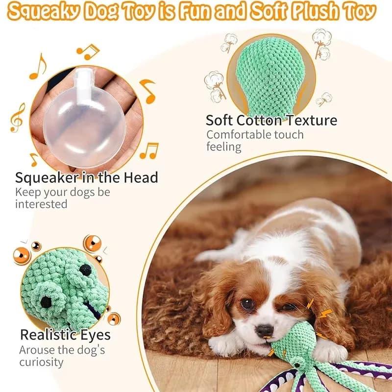 Plush pet octopus toy interactive sound anti-demolition home large and small dog boredom companion dog toy - 2