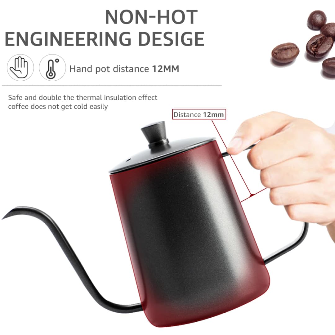 350/600ML Pour Over Coffee Kettle Gooseneck Kettle Spout Coffee Pots tainless Steel Gooseneck Drip Kettle Swan Neck Thin Mouth - 5