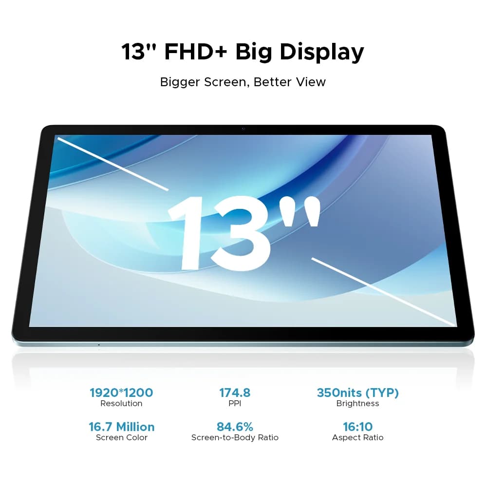 جهاز لوحي DOOGEE U13 أندرويد 16 كمبيوتر Gemini AI شاشة 13 بوصة FHD+ ذاكرة 32 جيجابايت رام 256 جيجابايت بطارية كبيرة 11000 مللي أمبير 7.5 ملم فائق النحافة لوحي ذكي - 4