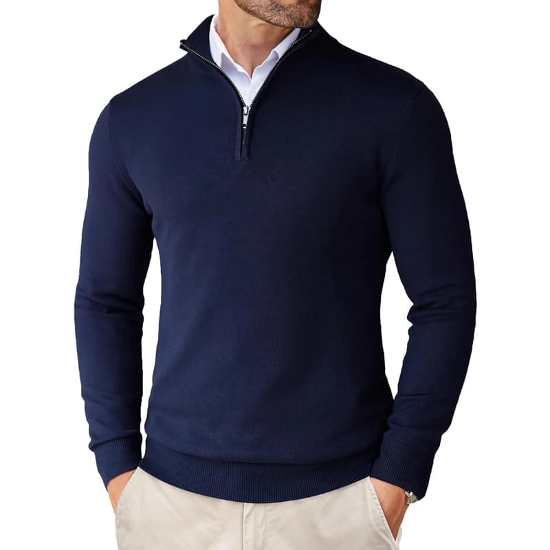 Men's Quarter Zip Up Sweaters Slim Fit Lightweight Mock Neck Pullover Casual Sweaters Half Turtleneck Knitted Outdoor Streetwear - 4