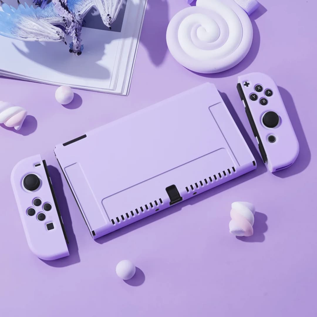 حافظة واقية متوافقة مع وحدة تحكم Switch ns/Nintendo Switch OLED وJoy-Cons، يمكن إدخال المفتاح في قاعدة الاتهام مع Shell