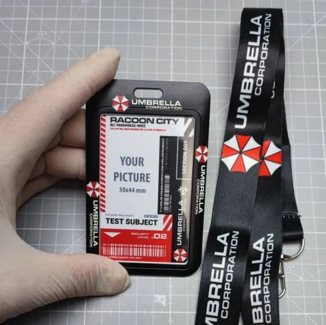 حامل بطاقات مزدوج الوجهين مع حبل تعليق من Umbrella Corporation، حامل بطاقات الهوية مع بطاقة معلومات الموظف - 6