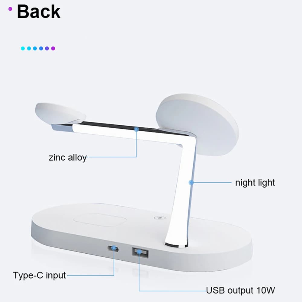 حامل شاحن لاسلكي 3 في 1 لهاتف iPhone 12/13/14/15/16/17 محطة شحن سريعة لساعة Apple 10 9 8 7 6 5 4 Airpods 2 3 Pro - 4