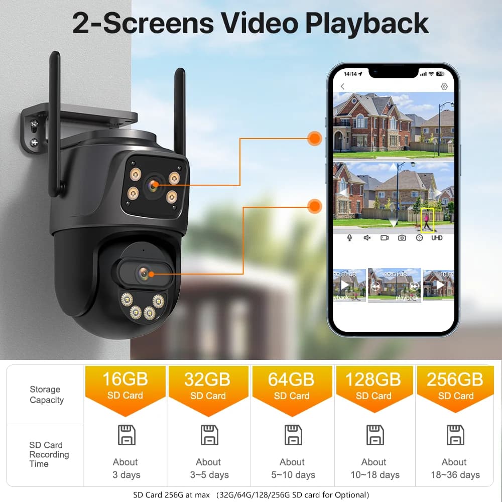 كاميرا IP بدقة 6K 9MP HD بكاميرا خارجية WiFi تكبير 8x ثلاث عدسات شاشة مزدوجة كاميرا أمان منزلية PTZ مراقبة فيديو 6MP iCSee - 5