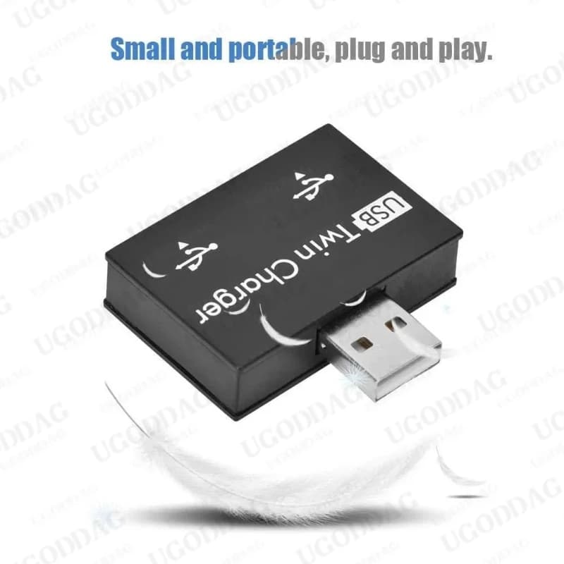 محور USB صغير 2-Port USB مزدوج شاحن الفاصل طقم محوّل سبائك الألومنيوم PC صغير محمول متين محور USB صغير للشحن - 2