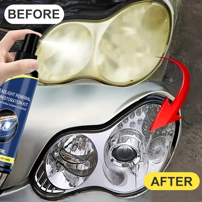 100ml Ceramic Headlight Restoration Spray, Premium Car Headlight Repair Tool - Removes Yellowing and Oxidation, Restores Clarity, Long-Lasting Light Coating Protection Spray - 5