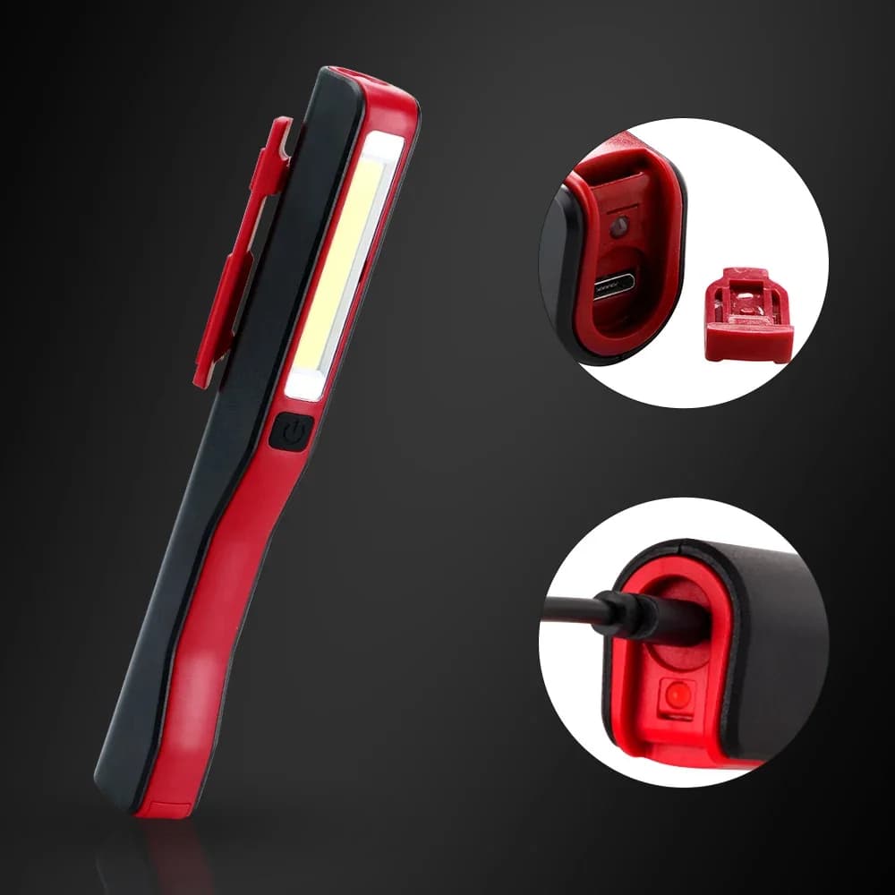USB Charging LED Flashlight COB Rechargeable Magnetic Pen  lamp Hand Torch Work Light For Camping Lanterns Tactical Night Light - 4
