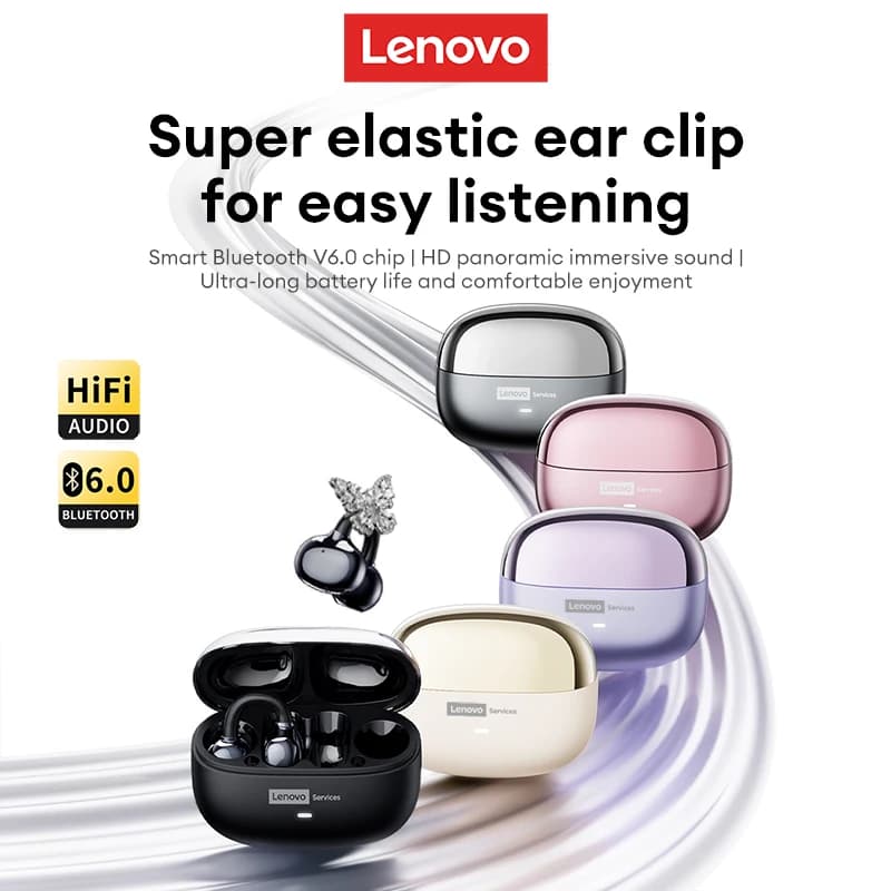اختيار سماعات أذن Lenovo LE302 OWS مشبك أذن سماعات أذن لاسلكية منخفضة الكمون مكالمة HD سماعات بلوتوث موسيقى HiFi رياضية عصرية