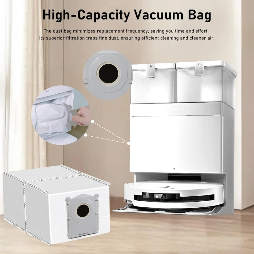 قطع غيار مكنسة روبوتية ECOVACS T50 PRO OMNI / T50 OMNI، فرش جانبية رئيسية، مناديل تنظيف، فلاتر HEPA، أكياس غبار - 6