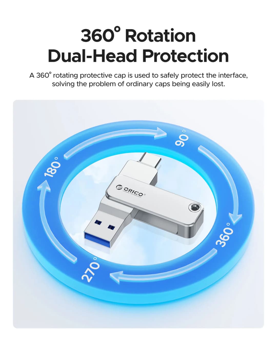 محرك أقراص فلاش مزدوج من ORICO بسرعة عالية مع واجهتين Type C وUSB A مناسب لـ MacBook وأجهزة Android - 4