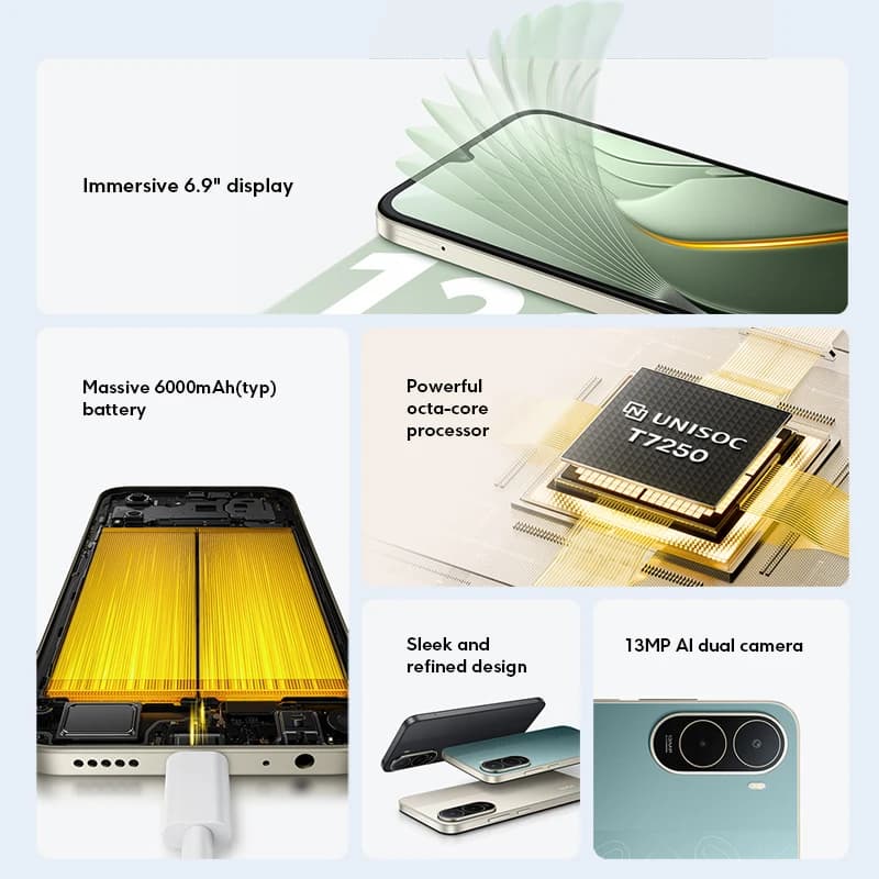 إصدار عالمي POCO C81 Pro مع معالج UNISOC T7250 وشاشة LCD مقاس 6.9 بوصة وكاميرا رئيسية 13 ميجابكسل وبطارية 6000 مللي أمبير في الساعة وNFC ومنفذ سماعة 3.5 ملم - 3