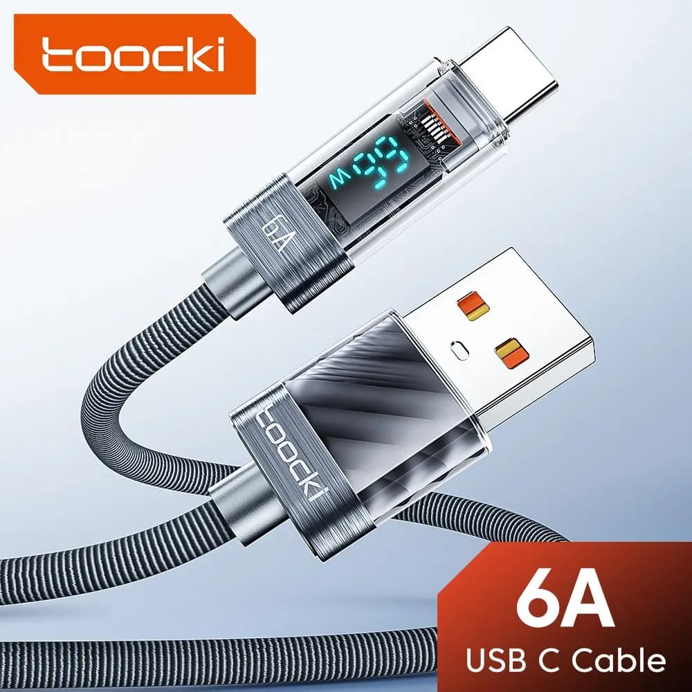 كابل تووكي USB Type C، 6A، 66W، شحن سريع، متوافق مع هواوي، أوبو، شاومي 12، سامسونج، ريلمي