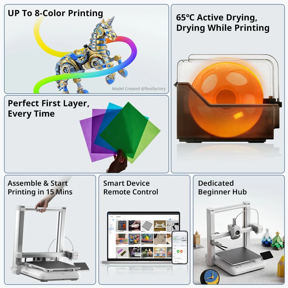 طابعة ANYCUBIC كوبرا 4 كومبو FDM متعددة الألوان من 4 إلى 8 ألوان بسرعة طباعة قصوى 600 مم/ث حجم الطباعة 260x260x260 مم - 2