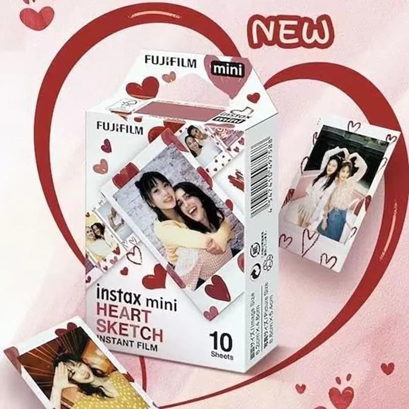 Heart Photo Paper 3-Inch Fujifilm Instax Mini Heart Sketch Photo Paper Mini 12/8/9/SE/40/25/90/11/EVO Universal Instax Mini Film - 2
