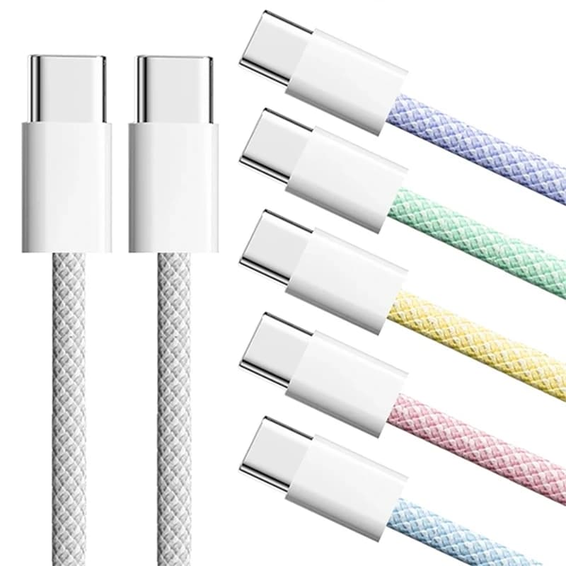 60W PD USB C Fast Charging Cable For iPhone 15 16 17 Pro Max 15 16 Plus Samsung Moto OPPO Xiaomi Redmi Dual Type C Braided Cable