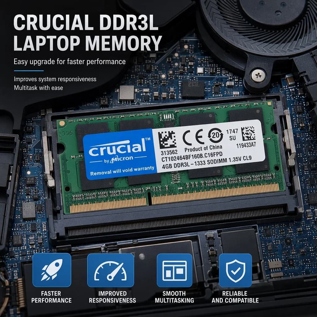 Crucial Laptop Memory RAM DDR3L DDR3 2GB 4GB 1066 1333MHz 1600MHz SO-DIMM PC3-10600S 8500S 12800S Notebook Single Dual Rank RAMs - 5