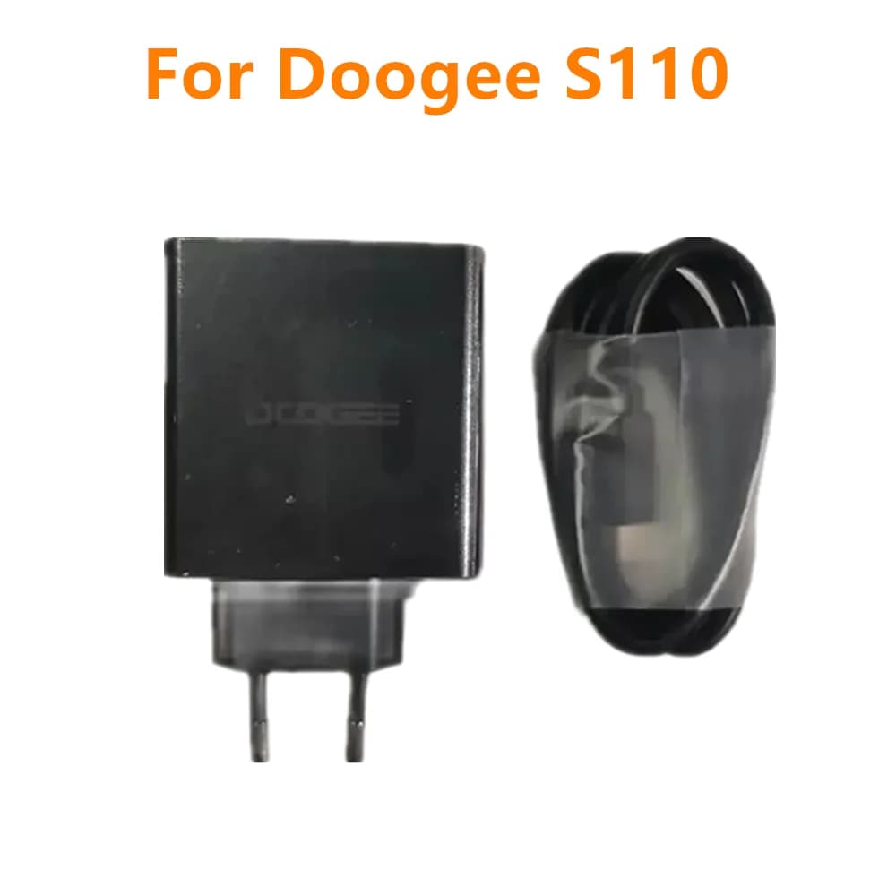 محول شحن سفر سريع أصلي جديد لهاتف Doogee S110 مع محول قابس EU وكابل Type-C USB