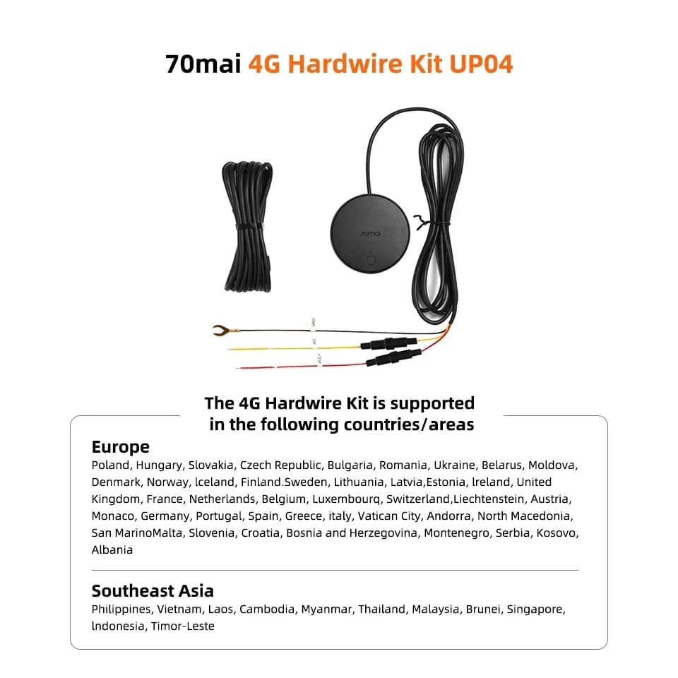 70mai 4G Hardwire Kit UP04 for 70mai T800 A810S A810 A510 X800 X200 4G LTE Module Remote Control Live Streaming 70mai UP04 - 3