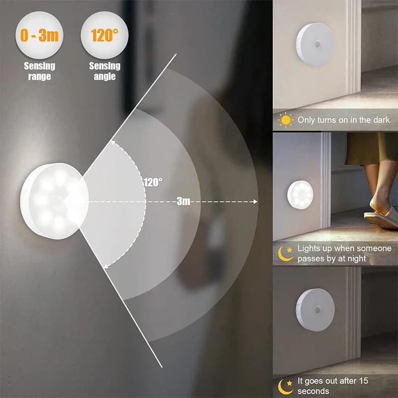 2~6 حزم إضاءة ليلية LED تعمل بالاستشعار، قابلة للشحن عبر USB، مصباح ليلي بألوان متعددة للخزائن والدواليب والسلالم - 2