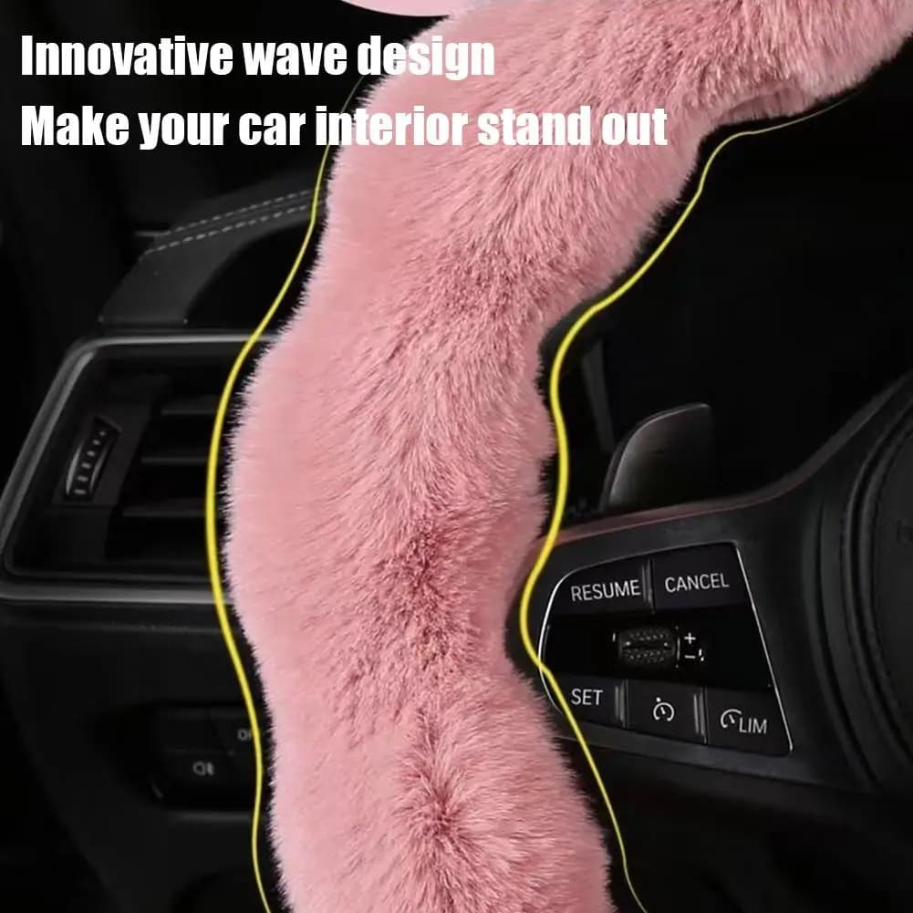 Soft Fluffy Car Steering Wheel Cover Plush Winter Warm Steering Qheel Grip Cover Non-Slip Steering Wheel Protector Car Steering - 5