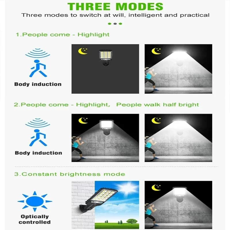 1/2/3/4PCS Solar Lights Outdoor 3 Modes 200COB Waterproof Street Lamp Motion Sensor Security Lighting for Garden Patio Path Yard - 5