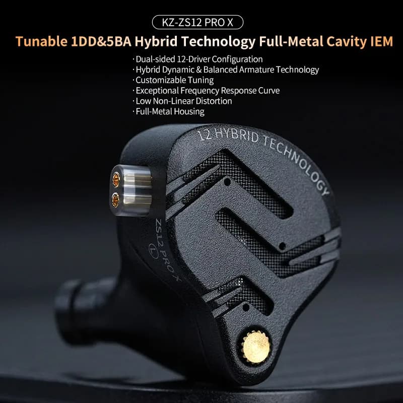 سماعات KZ ZS12 PRO X معدنية 1DD+5BA هاي فاي هجين باس داخل الأذن مراقب سماعات موسيقى رياضية عزل الضوضاء سماعة وصول جديد - 4