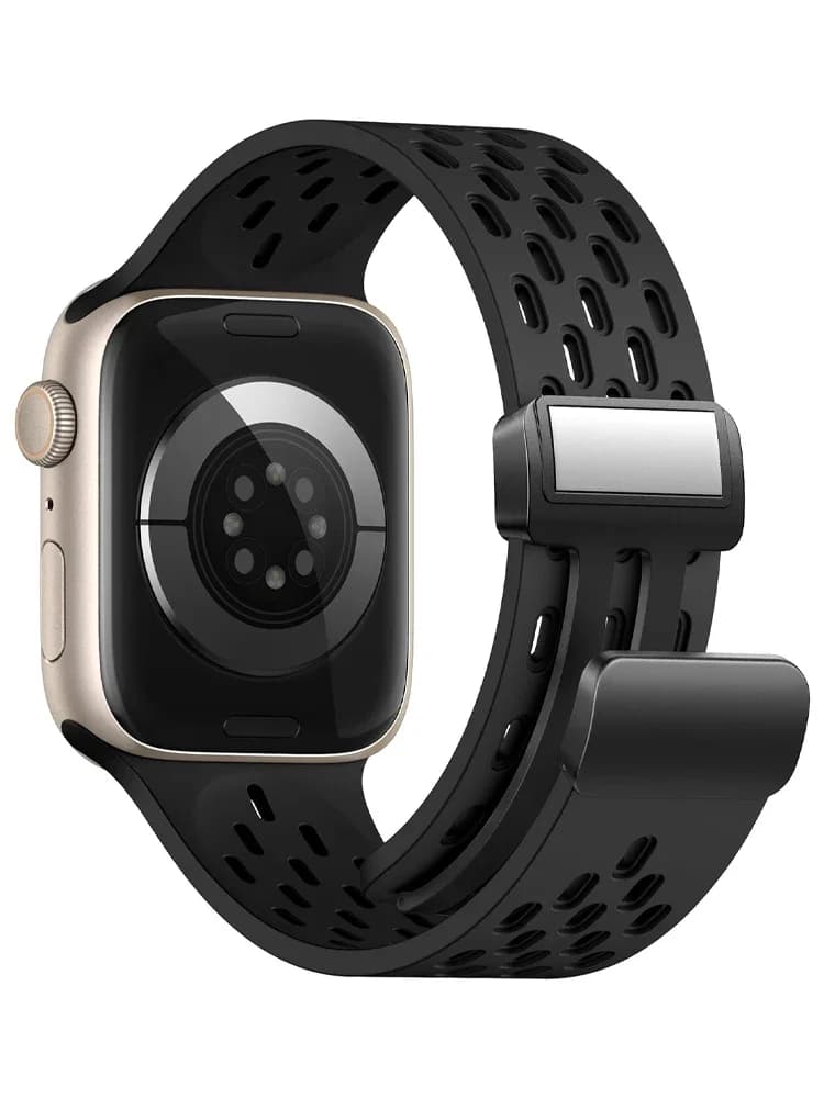 حزام سيليكون لسوار ساعة أبل 49مم 45مم 44مم 42مم 40مم 41مم سوار مغناطيسي سلسلة iWatch 9 8 SE 7 6 5 4 3 ألترا