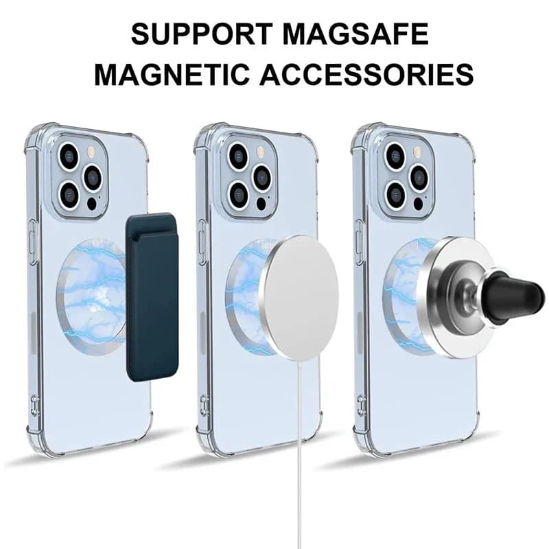 10 قطع لوحة معدنية مغناطيسية مع حلقة وملصق حديدي للشحن اللاسلكي المتوافق مع Apple Magsafe - 2
