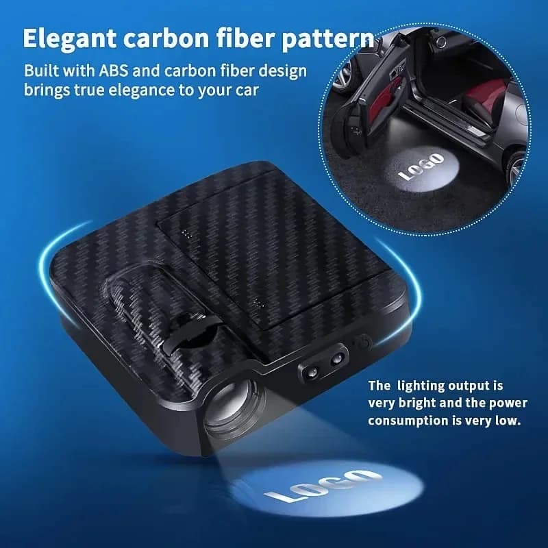 2pcs Car Door Projector LED Shadow Lights Lamp Car Accessories For Universal vehicle models Car Logo Wireless Courtesy - 4
