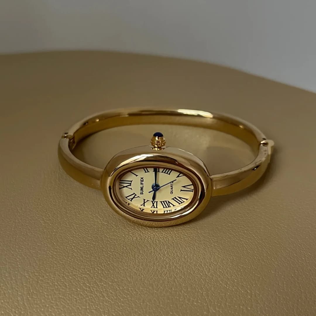 Bathtub Watch Women High end Rose Gold Light Luxury Round Metal Bracelet Watches Ladies Fashion Quartz Wristwatches Jewelry Gift