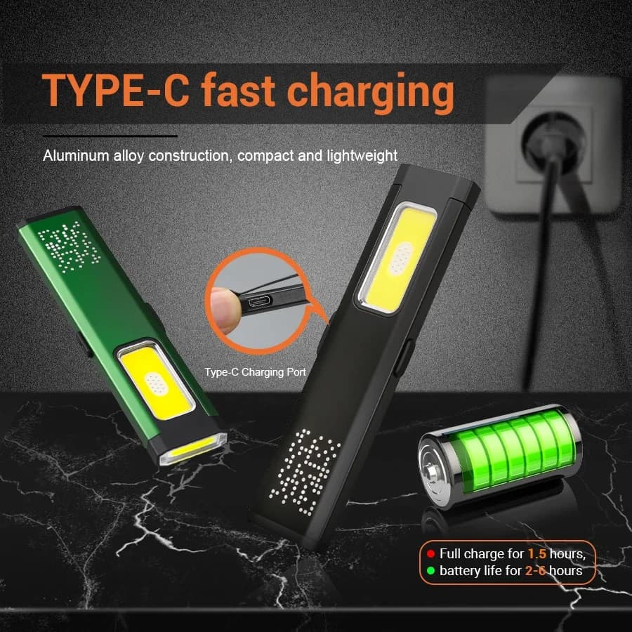 كشاف LED صغير محمول قابل لإعادة الشحن، كشاف جيب مقاوم للماء للعمل في الهواء الطلق مع قبضة مغناطيسية، كشاف LED صغير - 4