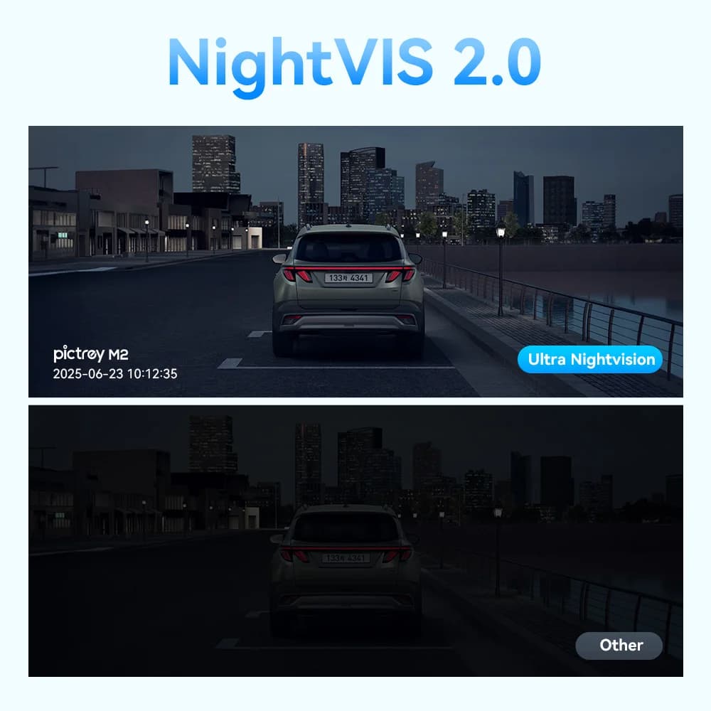 كاميرا لوحة قيادة Pictrey M2 بدقة 2K، قابلة للدوران 330 درجة، مسجل سيارة DVR مع دعم الرؤية الليلية والتحكم الصوتي الذكي، مراقبة وقوف السيارات 24 ساعة - 3