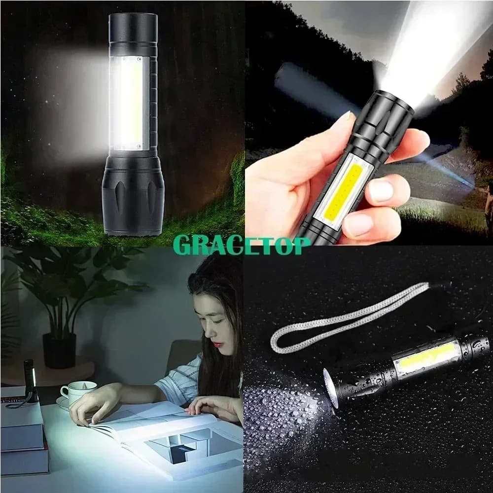 BALDR Mini Rechargeable LED Flashlight COB+XPE Portable Torch Zoomable Light Tactical Flashlight outdoor Camping Fishing Lantern - 6
