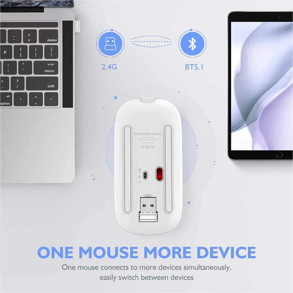 ماوس ألعاب لاسلكي مريح مع إضاءة خلفية RGB، قابل لإعادة الشحن، صامت، متوافق مع USB، مناسب للكمبيوتر المحمول والكمبيوتر الشخصي - 3