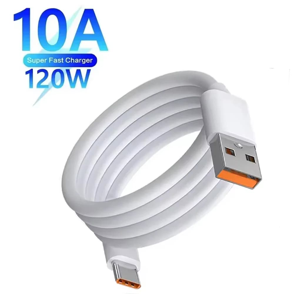 كابل شحن فائق السرعة 120W 10A من نوع USB Type C كابل شحن بيانات لهواتف Xiaomi وSamsung وHuawei كابل USB C للشحن السريع