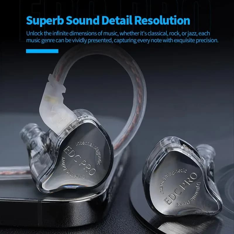 سماعات أذن سلكية داخل الأذن جديدة من KZ EDC PRO، أفضل سماعات أذن HIFI باس ديناميكية، سماعات أذن ستيريو ثلاثية الأبعاد، إلغاء الضوضاء مع كابل صوت قابل للفصل - 4