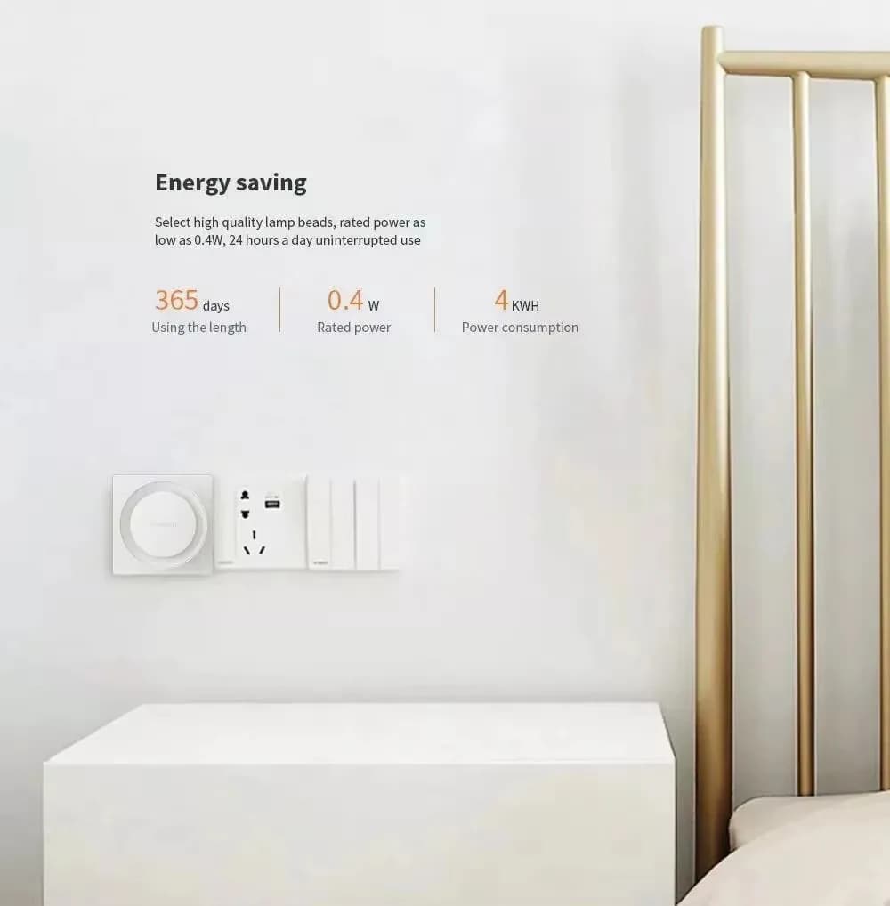 مصباح ليلي ذكي من Yeelight مع استشعار الضوء، توفير الطاقة، استهلاك منخفض للطاقة، قابس EU - 4