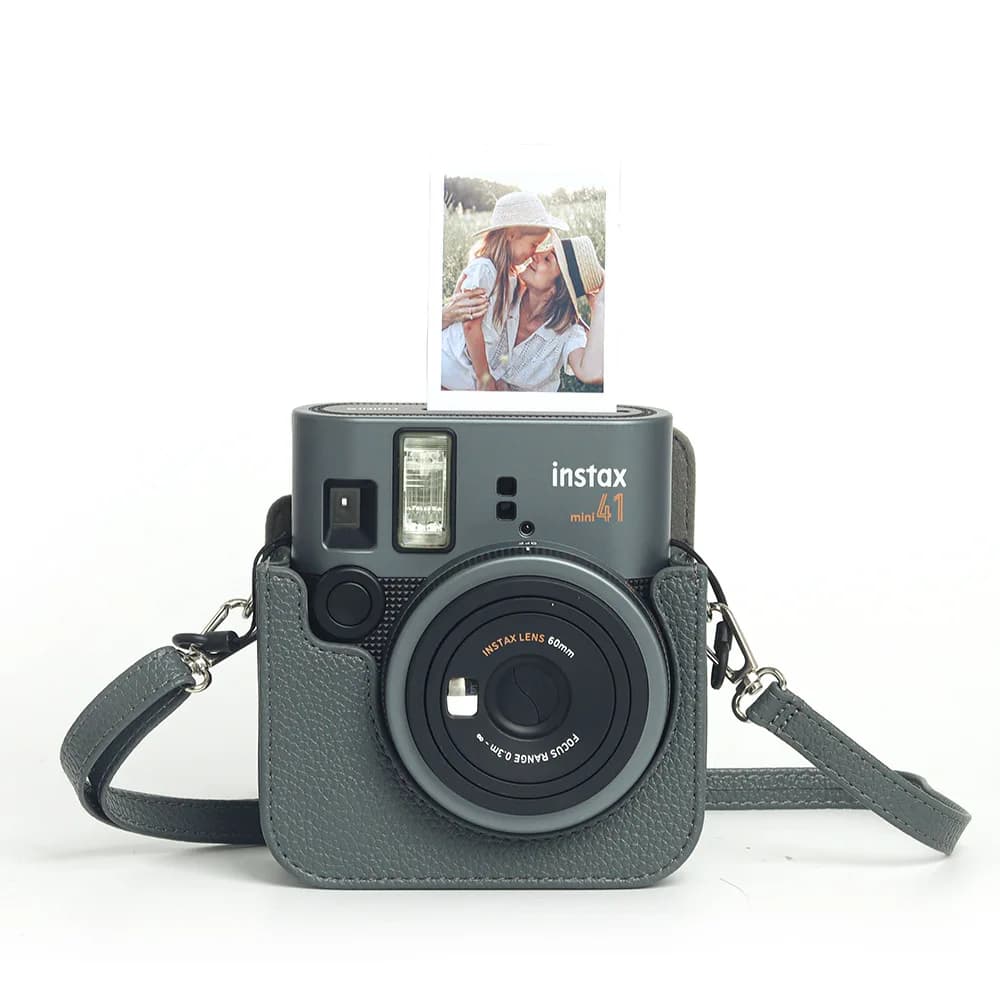 حقيبة كاميرا Fujifilm Instax Mini 41 + 5 قطع مغناطيس صغير + صندوق تخزين جلدي حقيبة كروسبودي جلدية ريترو اكسسوارات بني / أسود - 2