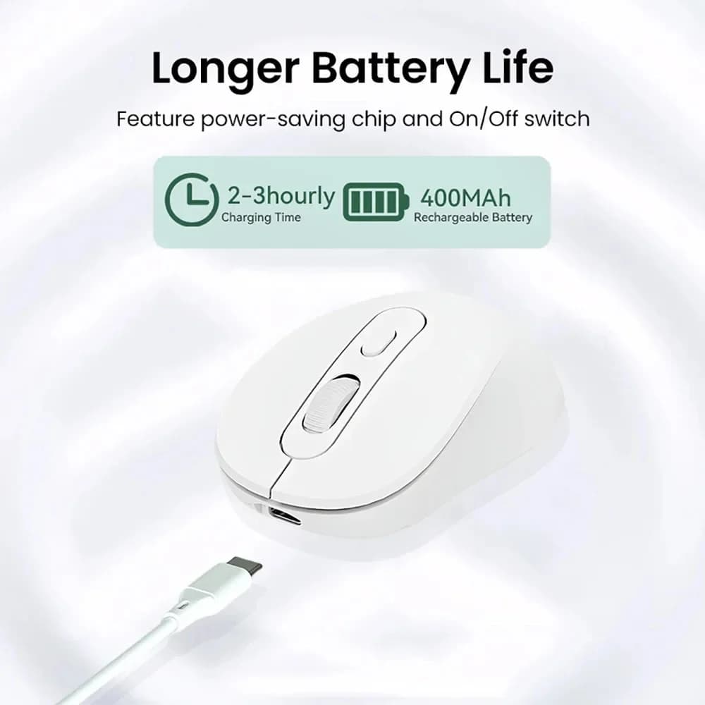 ماوس بلوتوث 5.2 ماوس لاسلكي 2.4G قابل لإعادة الشحن ماوس ألعاب ثنائي الوضع ماوس صامت 1600 DPI لأجهزة الكمبيوتر المحمول ماك بوك برو - 5