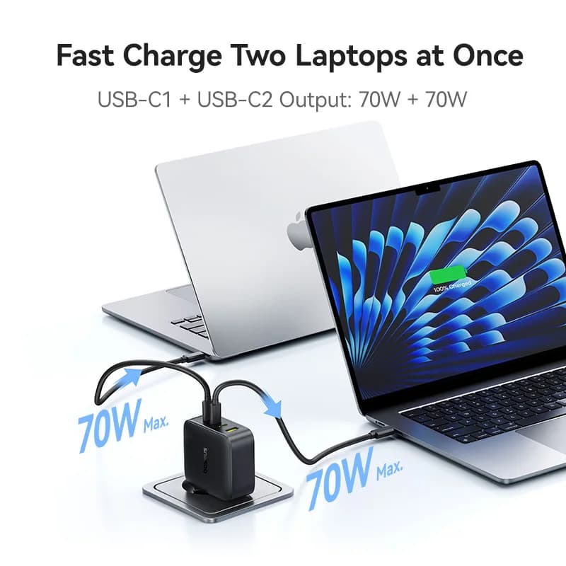 【عرض جديد】شاحن Baseus 140 واط GaN PD وشاحن USB C للشحن السريع لأجهزة Macbook والكمبيوتر اللوحي وشاحن الهاتف لهواتف iPhone 17 و16 و15 و14 - 3