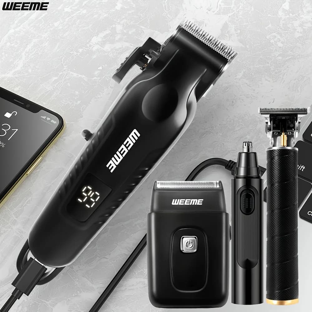 4 in 1 Men's Grooming Kit Hair Clipper Beard Trimmer Body Groomer Nose Trimmer LCD Display USB Rechargeable T Blade Shaver - 3